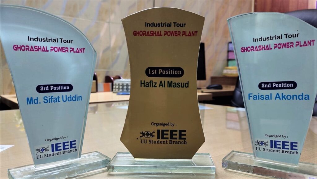 Certificate Giving Ceremony on Industrial Tour: Ghorashal Power plant; held 24th November in EEE building Room 701, at 4:00 PM. The program was presided over by Dr. Shakowat Zaman Sarker, Chairman, Dept. of EEE. Certificates and prizes were provided to the students.